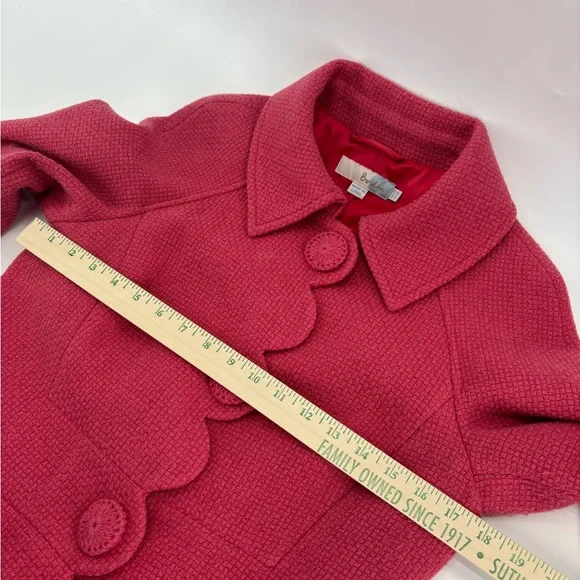 Boden pink wool blend jacket with scalloped hem size 8 - Picture 13 of 15